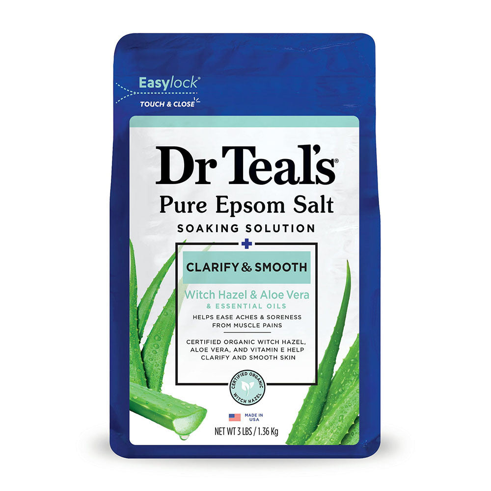 Dr Teals Pure Epsom Salt, Clarify And Smooth With Witch Hazel And Aloe Vera, 3 Lb